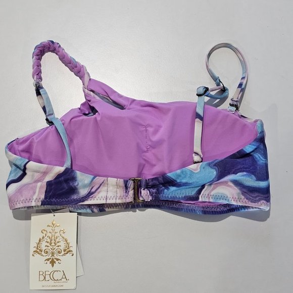 Becca Blue Agate Kimberly Asymmetrical Swim Bikini Top Size Medium - Picture 6 of 11